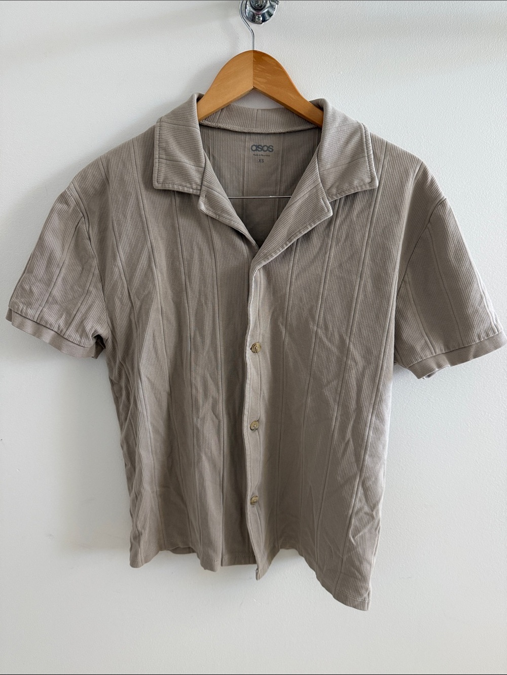 ASOS Taupe Short Sleeve Casual Button-Down Shirt